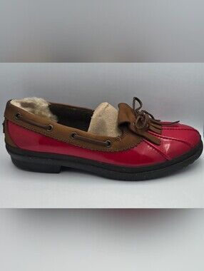 UGG Haylie Red Patent & Brown Suede Rain Shoe
